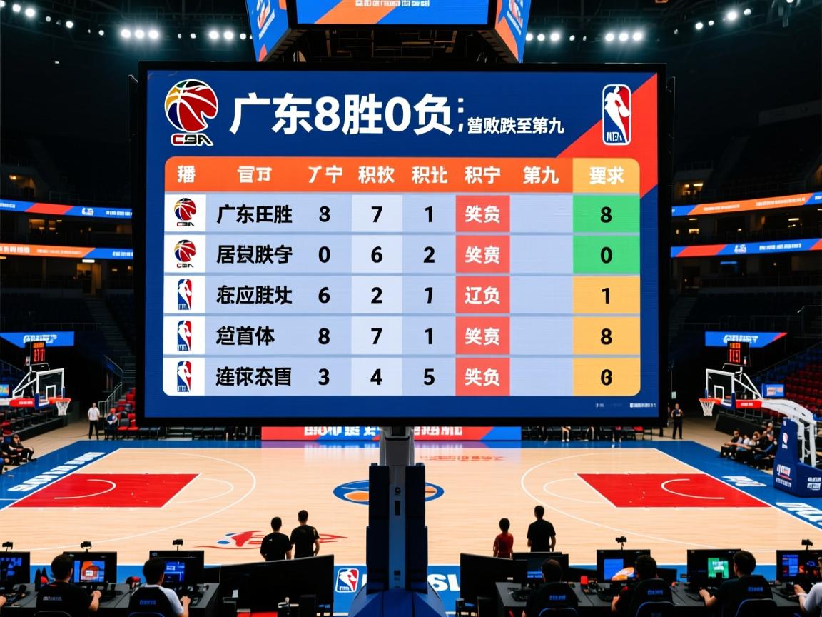 CBA积分榜：广东8胜0负居首辽宁3连败跌至第九  第3张